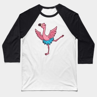 Cartoon flamingo dances ballet - ballerina Baseball T-Shirt